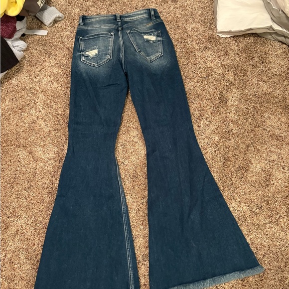 Distressed Blue Flare Jeans - Picture 7 of 8